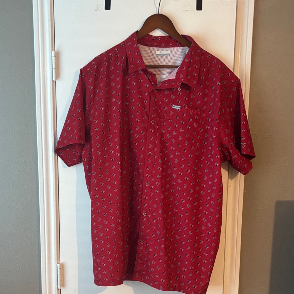 XXL Columbia Sportswear Men’s Houston Texans Super Slack Tide Micro Print Shirt